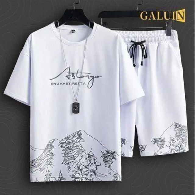 GALUIN Short Sleeve T-shirt + Shorts - White
