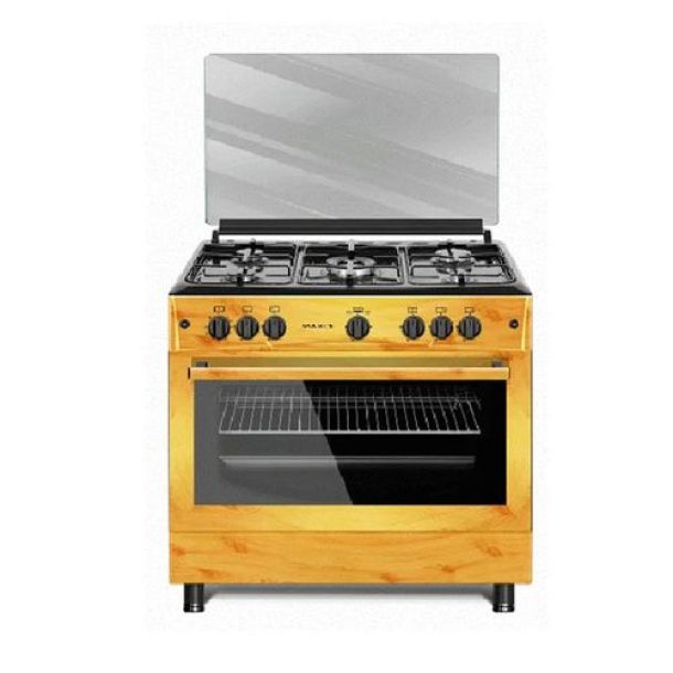 Maxi 60cm x 90cm 5 Burner Gas Cooker, Ignition bottom , Oven Burner Up & Down (1 knob control) Oven Lamp - WOOD (F9E50G2)